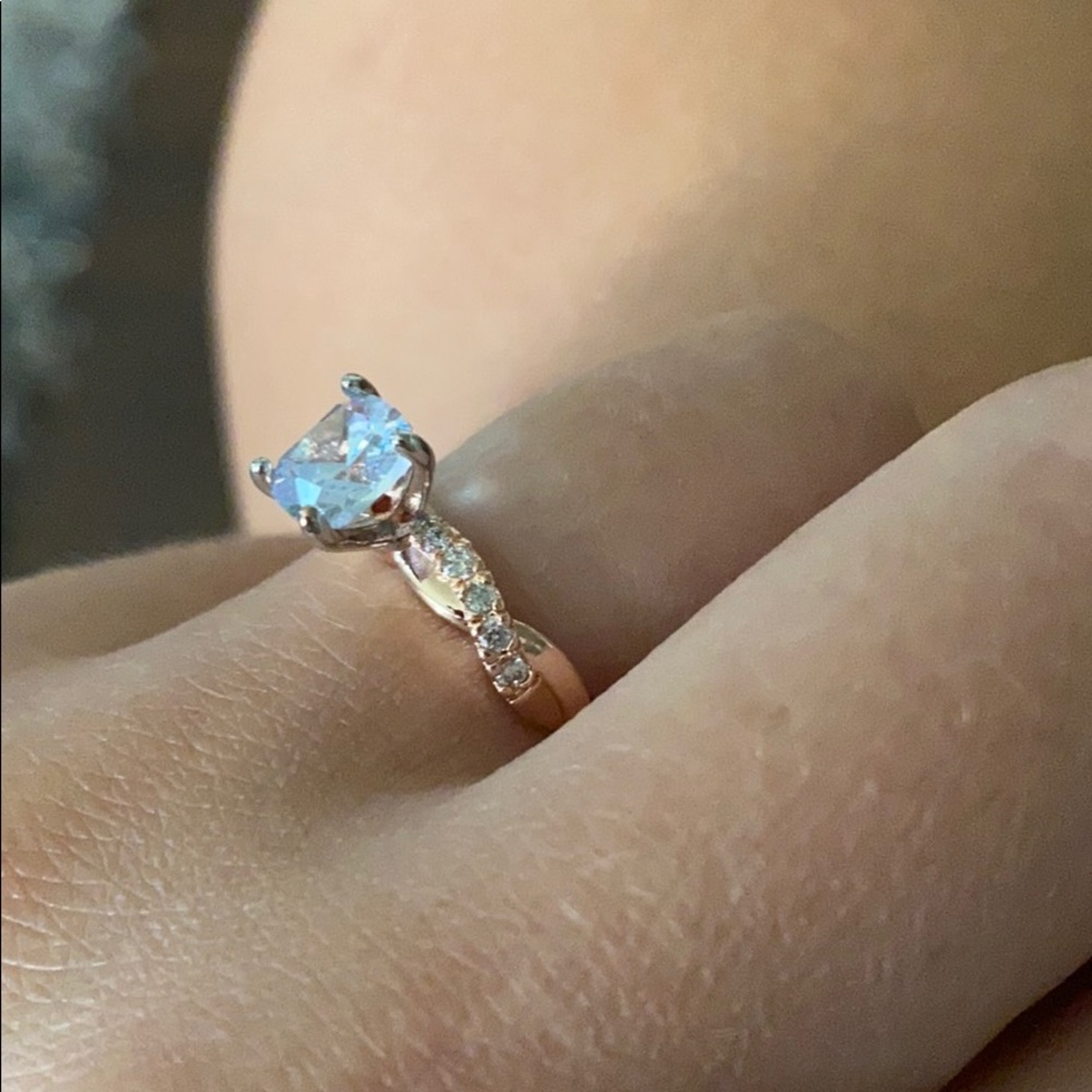 New 14k Rose Gold Plated White Sapphire Ring - Picture 4 of 4